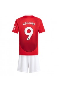 Fotbalové Dres Manchester United Rasmus Hojlund #9 Dětské Domácí Oblečení 2024-25 Krátký Rukáv (+ trenýrky)